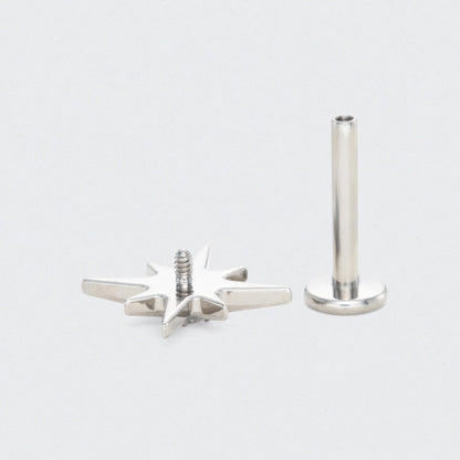 Eternal Star CZ Centre Labret in Silver - Titanium