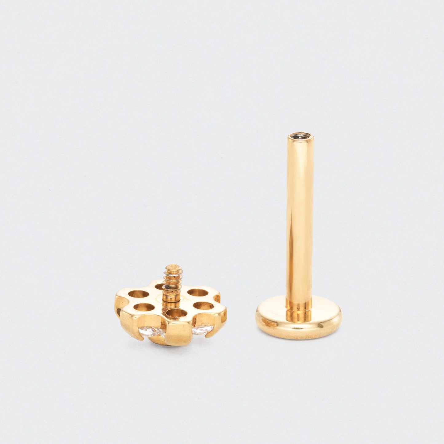 Bezel Flower CZ Labret in Gold - Titanium