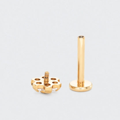 Bezel Flower CZ Labret in Gold - Titanium