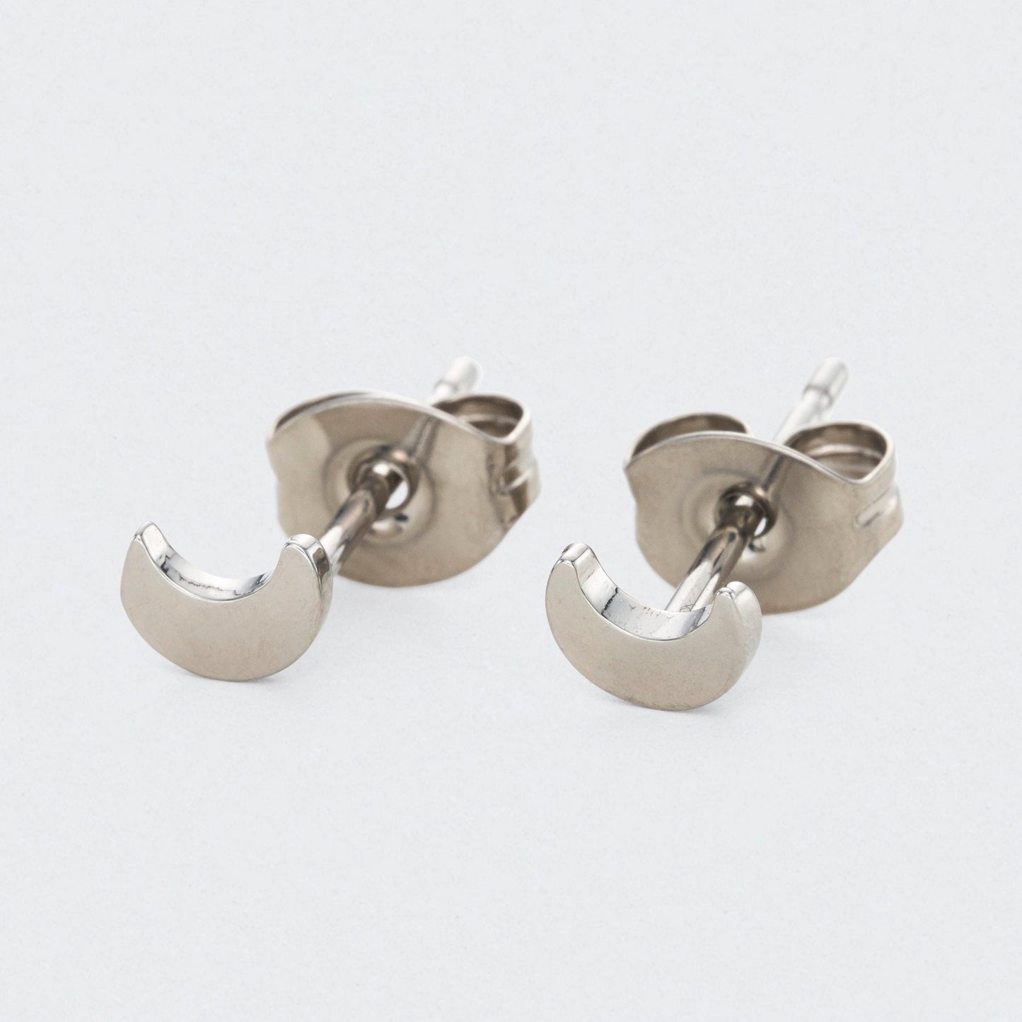 Crescent Earrings in Silver - Titanium