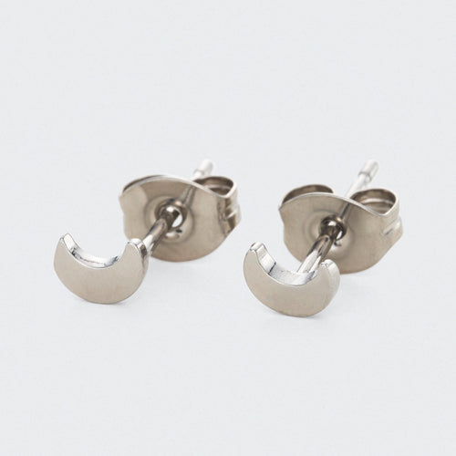 Crescent Earrings in Silver - Titanium