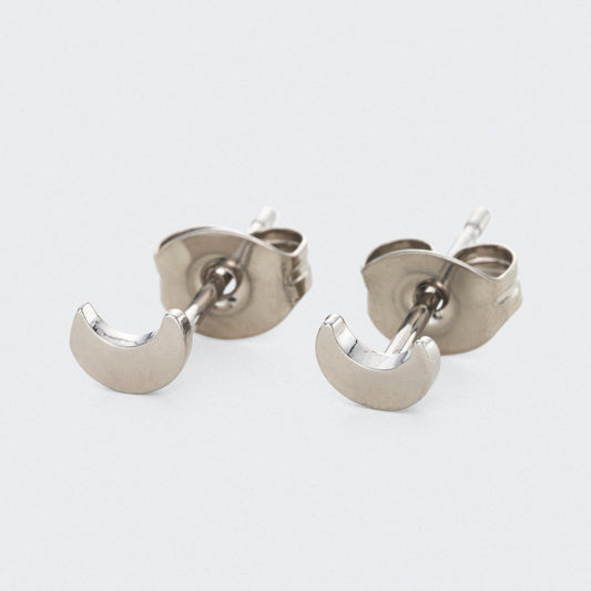 Crescent Earrings in Silver - Titanium
