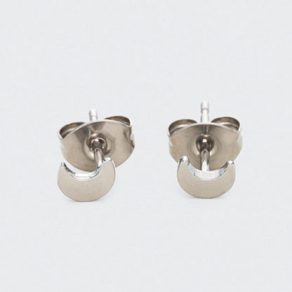 Crescent Earrings in Silver - Titanium