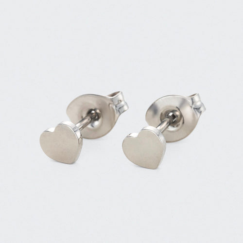 Heart Earrings in Silver - Titanium