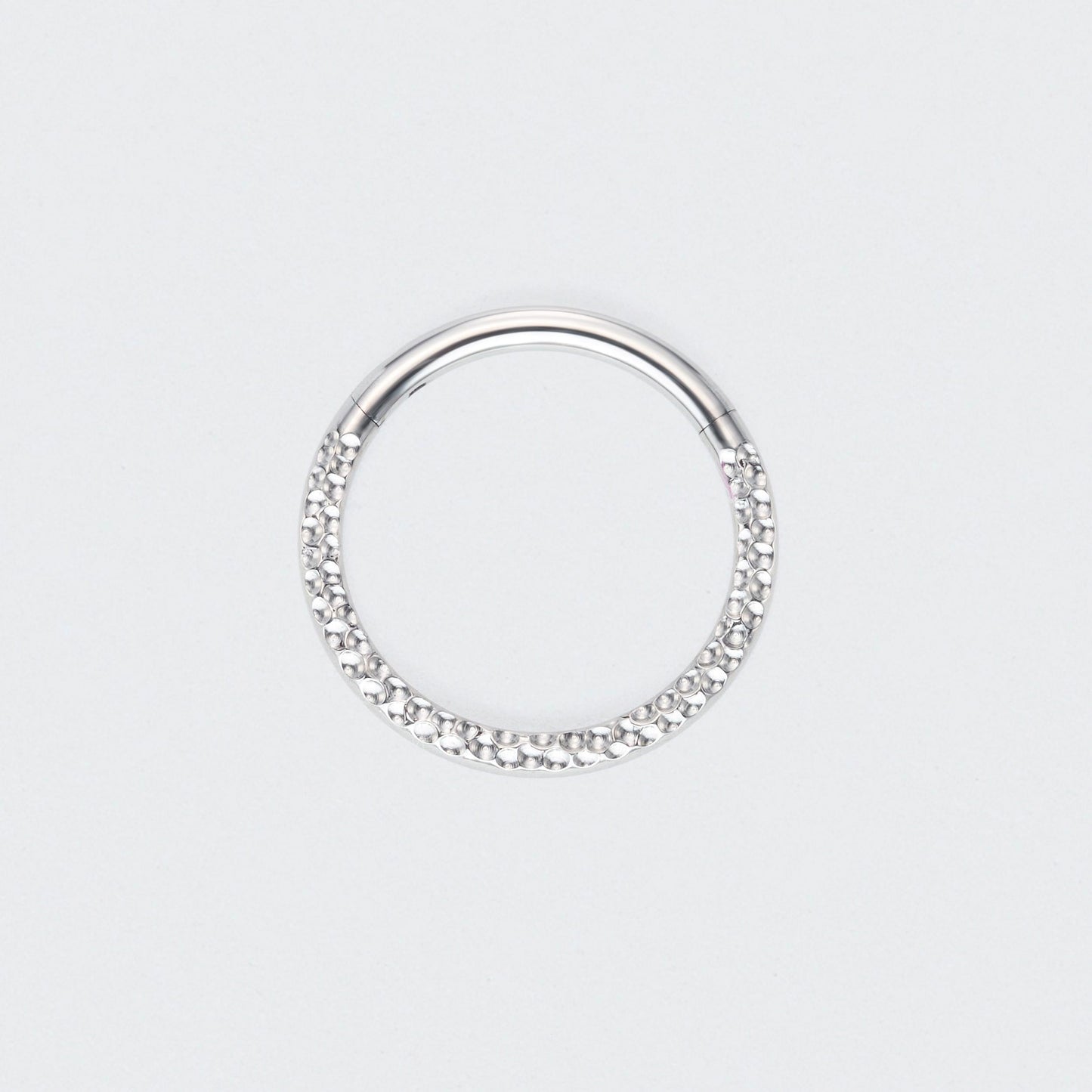 Front Face Cut Hinged Segment Ring in Silver - Titanium