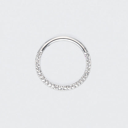 Front Face Cut Hinged Segment Ring in Silver - Titanium