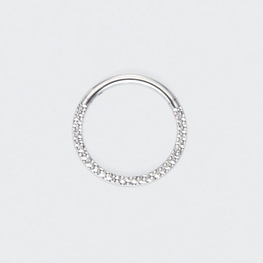 Front Face Cut Hinged Segment Ring in Silver - Titanium