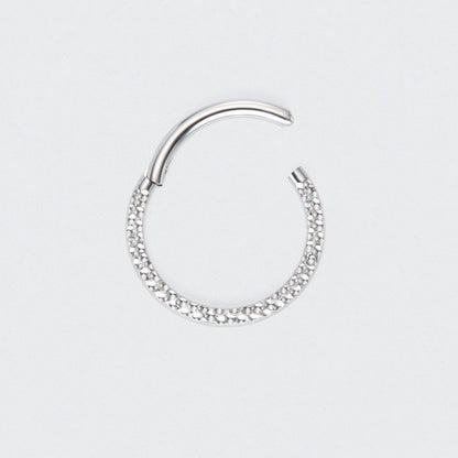 Front Face Cut Hinged Segment Ring in Silver - Titanium