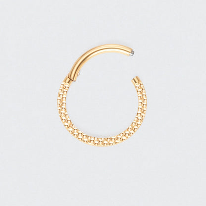 Front Face Cut Hinged Segment Ring in Gold - Titanium