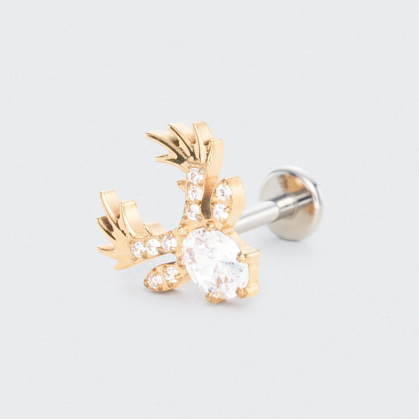 Reindeer with CZ Centre Labret in Gold - Titanium