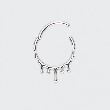 Drip Hinged Segment Hoop Ring in Silver - Titanium