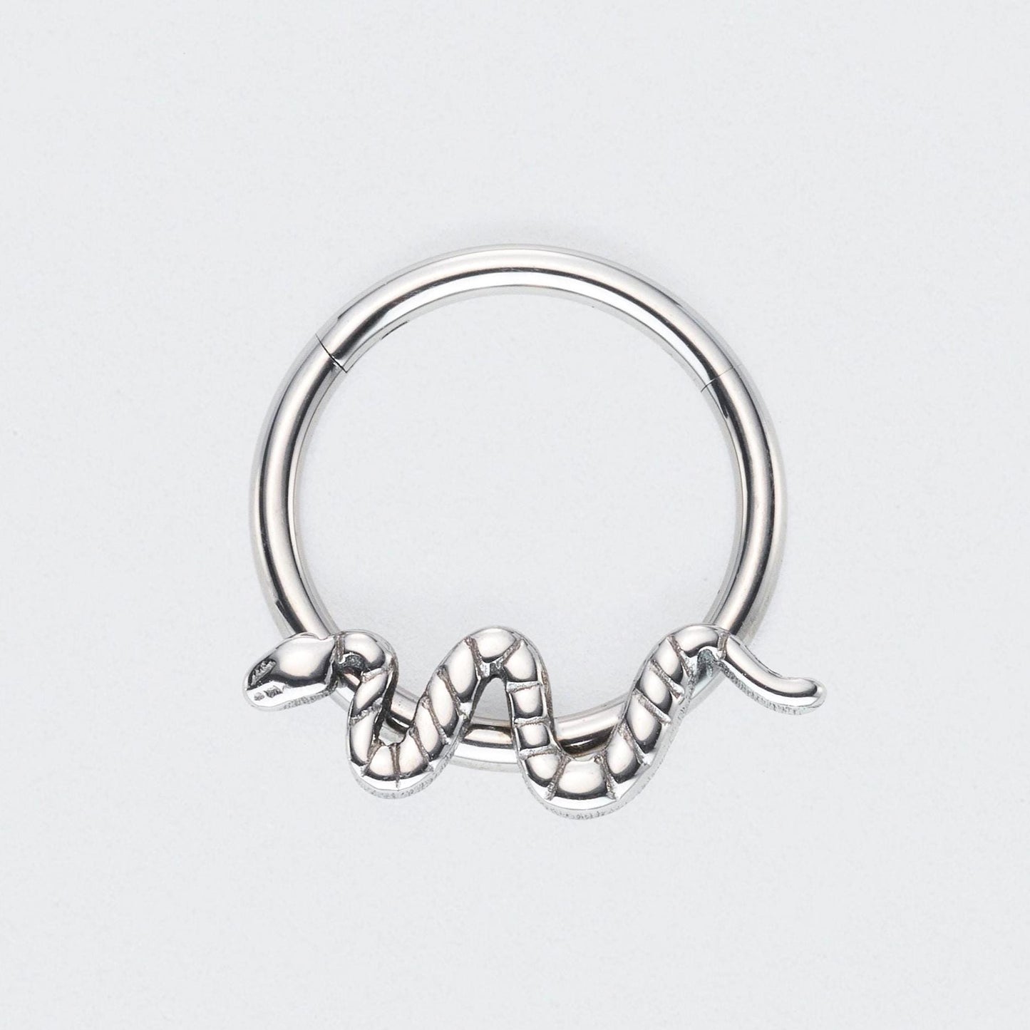Snake Hinged Clicker Segment Ring in Silver - Titanium