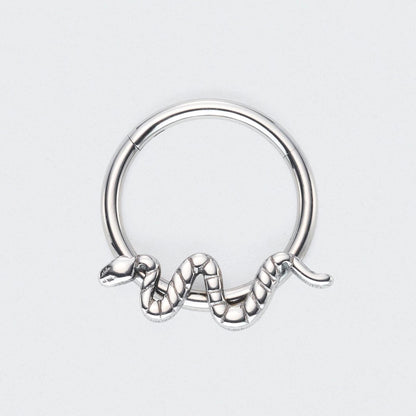 Snake Hinged Clicker Segment Ring in Silver - Titanium
