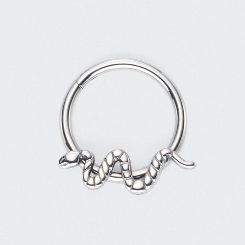Snake Hinged Clicker Segment Ring in Silver - Titanium