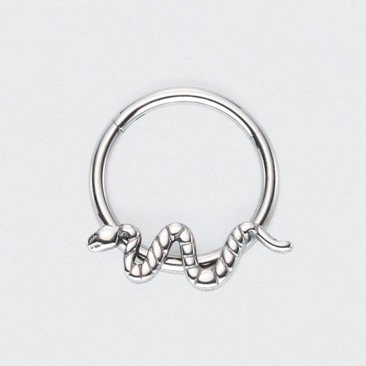 Snake Hinged Clicker Segment Ring in Silver - Titanium