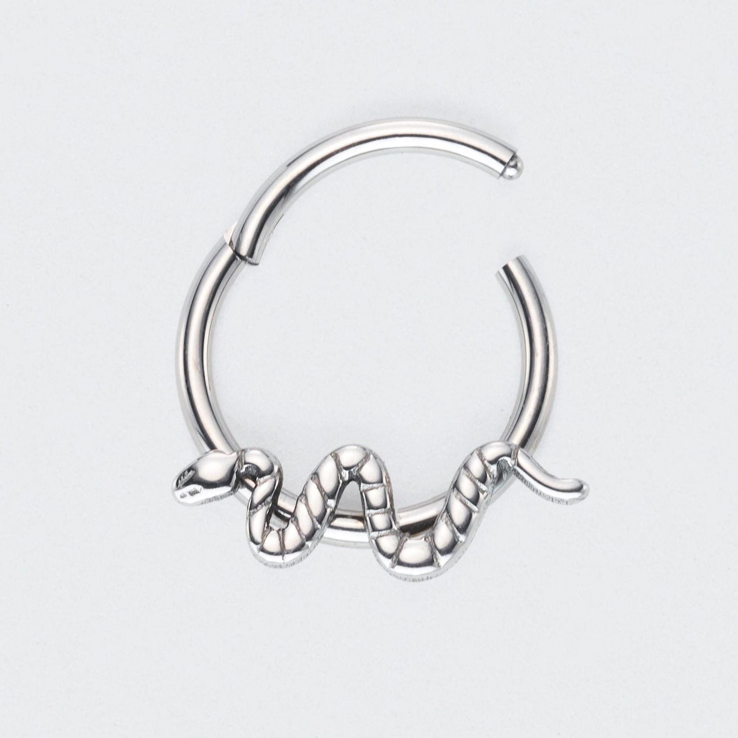 Snake Hinged Clicker Segment Ring in Silver - Titanium