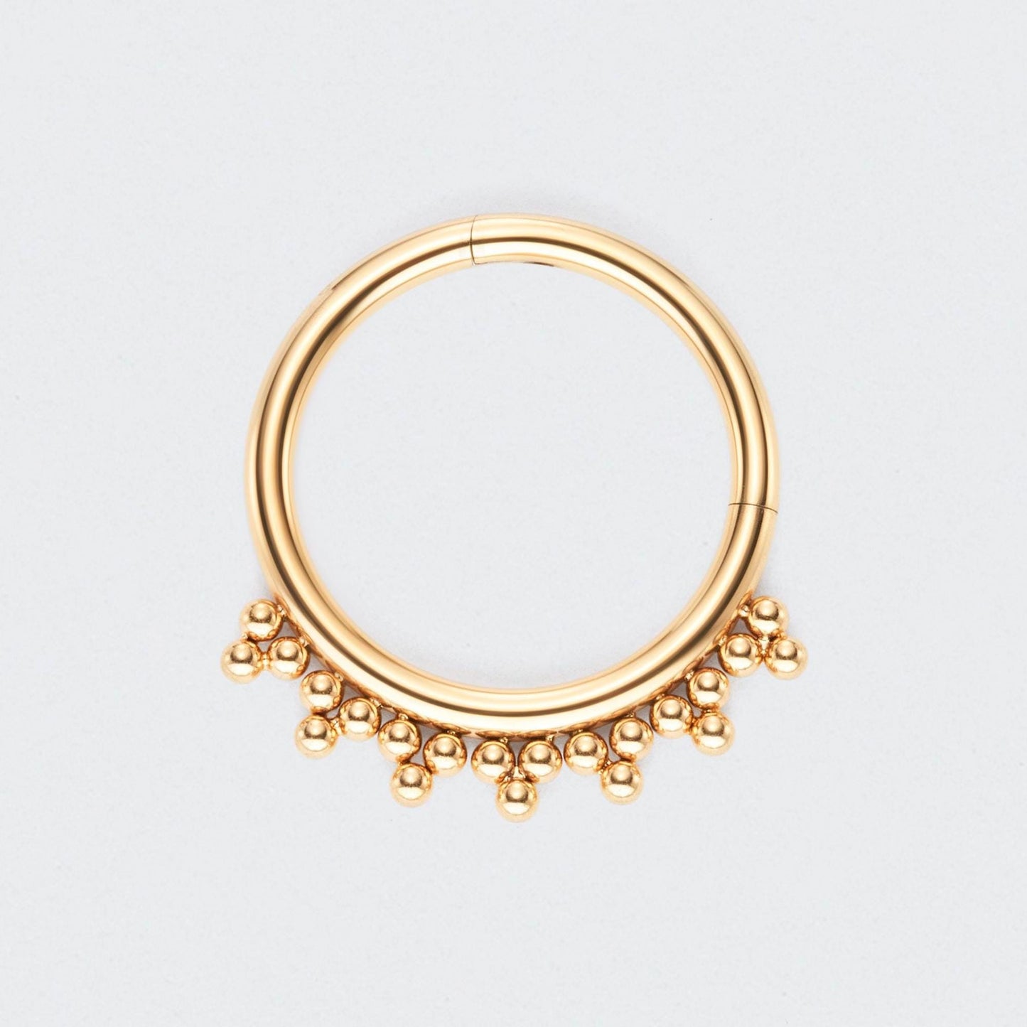 5 Tri-bead Clusters Hinged Segment Ring in Gold - Titanium