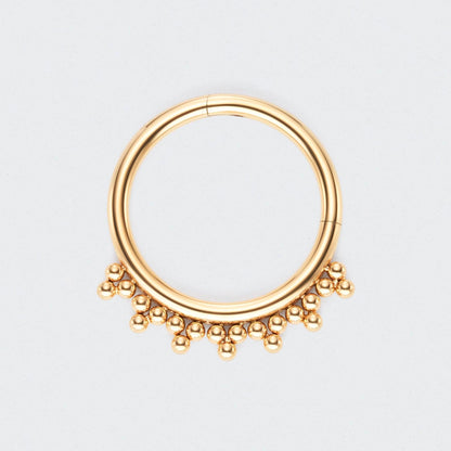 5 Tri-bead Clusters Hinged Segment Ring in Gold - Titanium