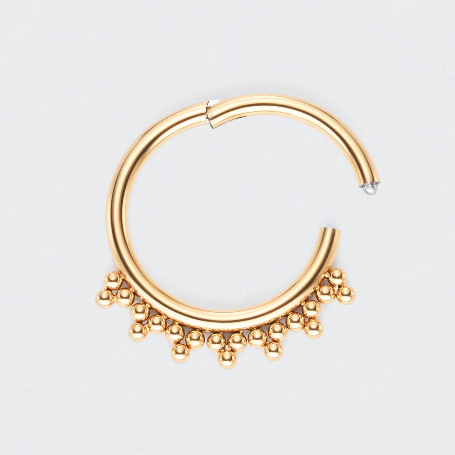 5 Tri-bead Clusters Hinged Segment Ring in Gold - Titanium