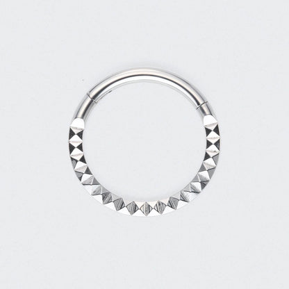 Square Cut Face High Polished Segment Ring in Silver - Titanium