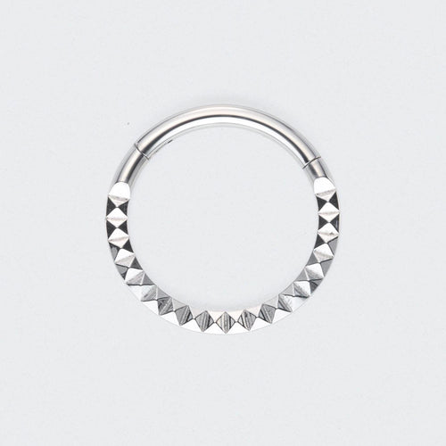 Square Cut Face High Polished Segment Ring in Silver - Titanium