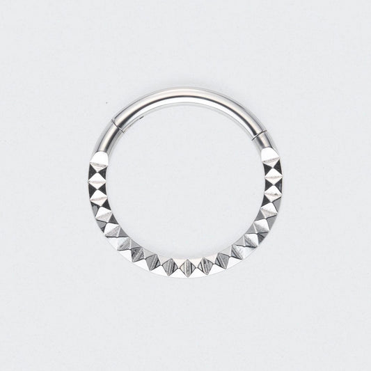 Square Cut Face High Polished Segment Ring in Silver - Titanium