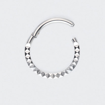 Square Cut Face High Polished Segment Ring in Silver - Titanium