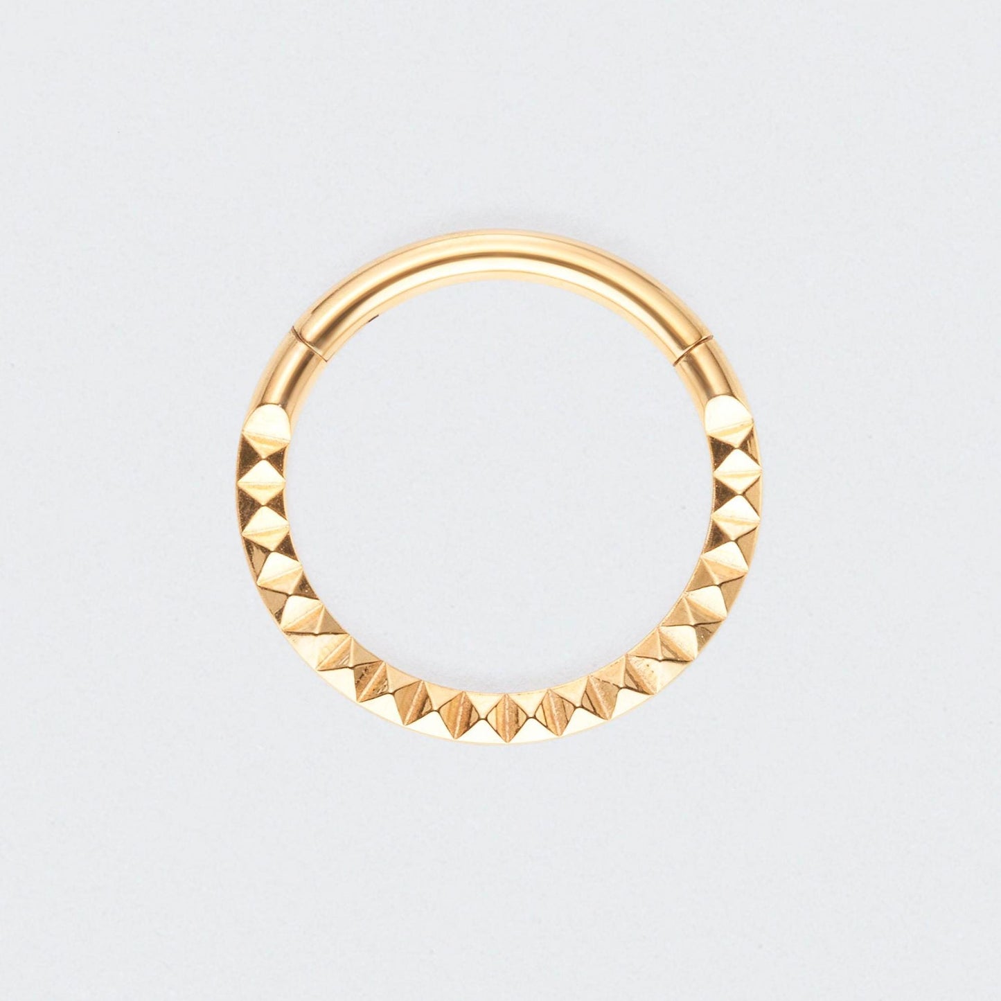 Square Cut Face High Polished Hinged Segment Ring in Gold - Titanium