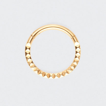 Square Cut Face High Polished Hinged Segment Ring in Gold - Titanium
