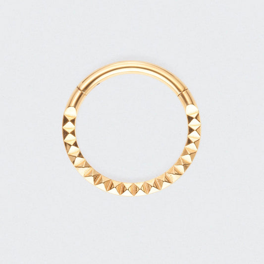Square Cut Face High Polished Hinged Segment Ring in Gold - Titanium