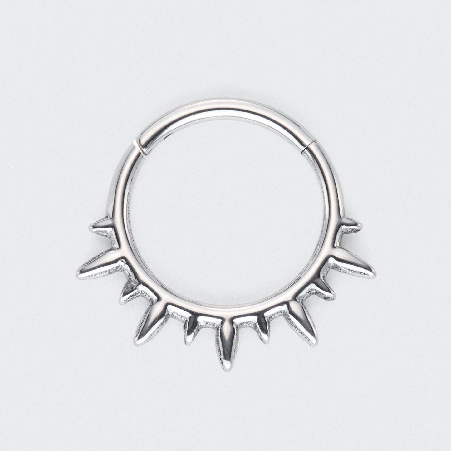 Spike Variant Segment Hoop Ring in Silver - Titanium