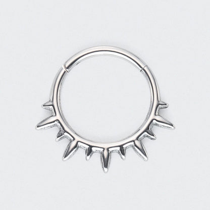 Spike Variant Segment Hoop Ring in Silver - Titanium