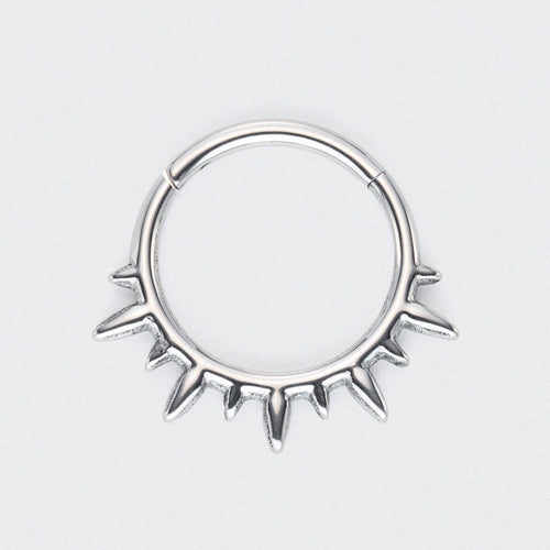 Spike Variant Segment Hoop Ring in Silver - Titanium
