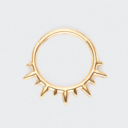 Spike Variant Segment Hoop Ring in Gold - Titanium