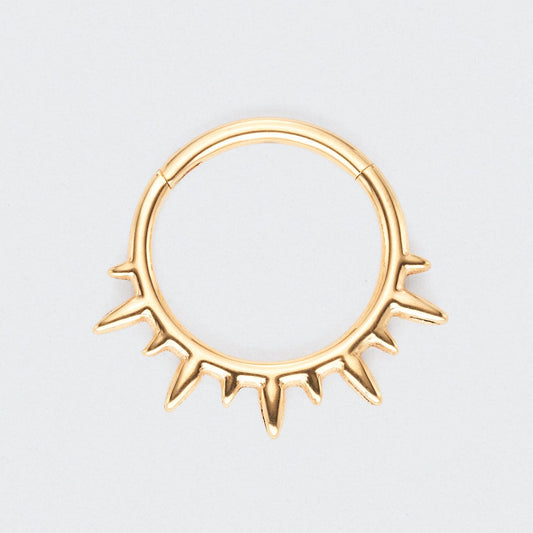 Spike Variant Segment Hoop Ring in Gold - Titanium