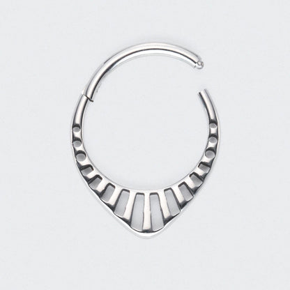 Teardrop Hollowing Cut Hinged Segment Hoop Ring in Silver - Titanium