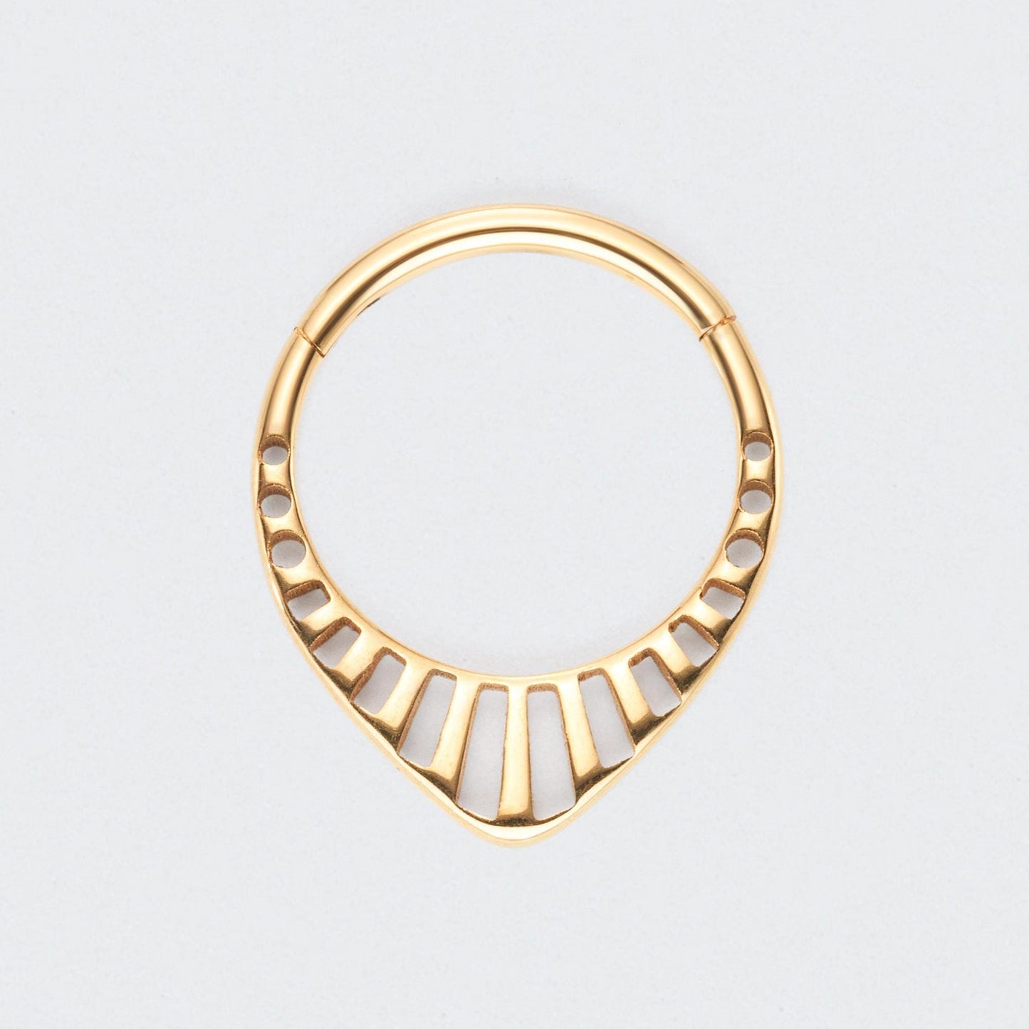 Teardrop Hollowing Cut Segment Hoop Ring in Gold - Titanium
