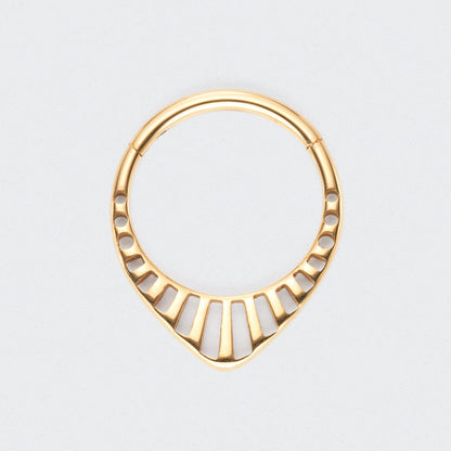 Teardrop Hollowing Cut Segment Hoop Ring in Gold - Titanium