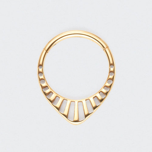 Teardrop Hollowing Cut Segment Hoop Ring in Gold - Titanium