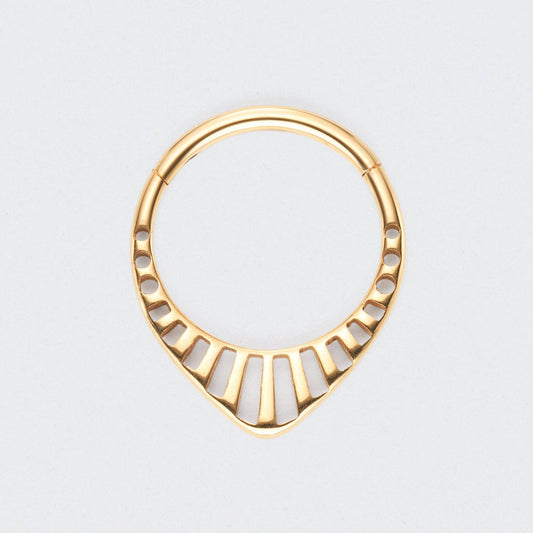 Teardrop Hollowing Cut Segment Hoop Ring in Gold - Titanium