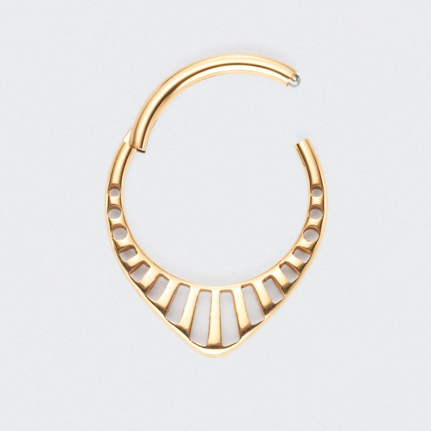 Teardrop Hollowing Cut Segment Hoop Ring in Gold - Titanium