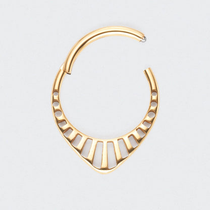 Teardrop Hollowing Cut Segment Hoop Ring in Gold - Titanium