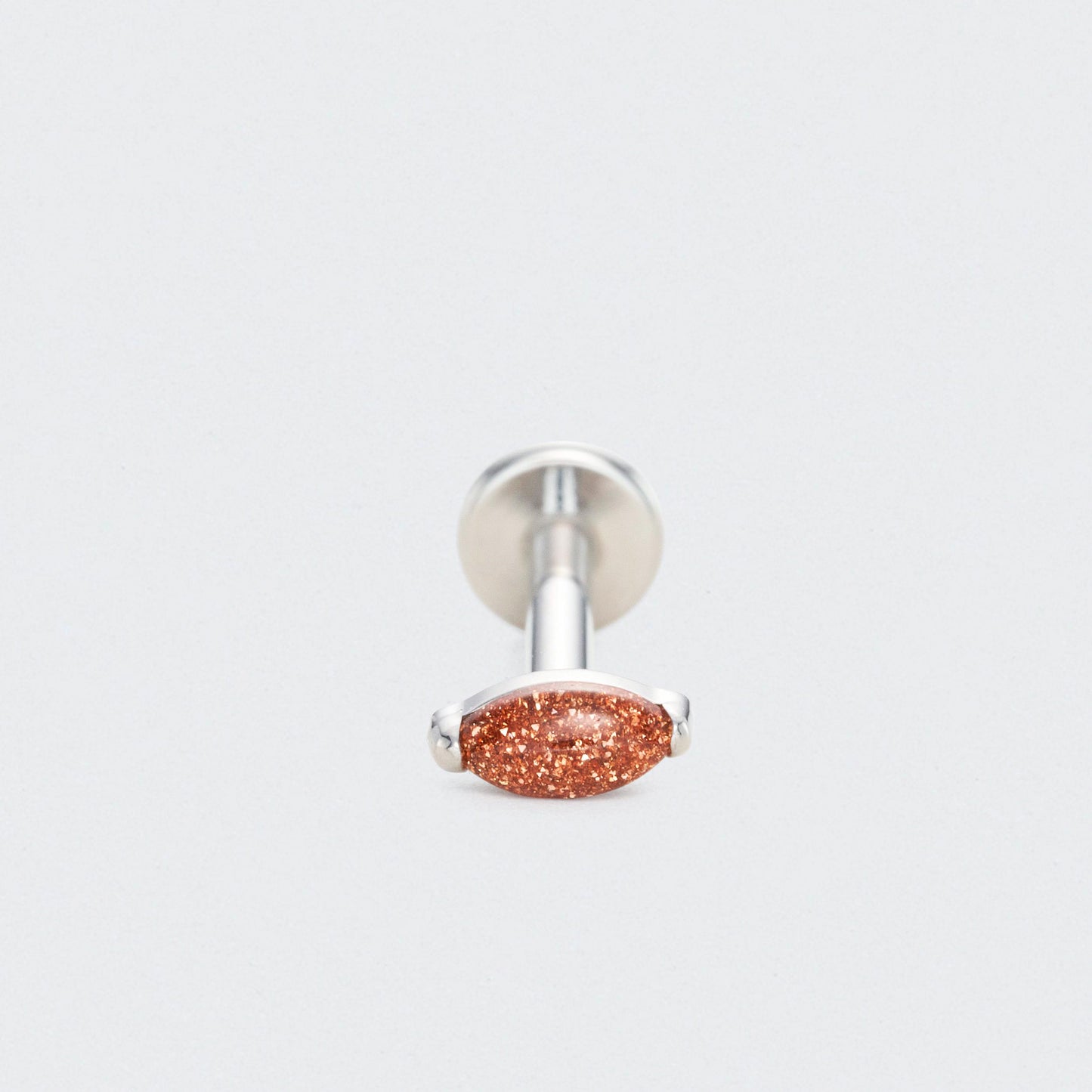 Single Marquise Brown Sandstone Labret in Silver - Titanium