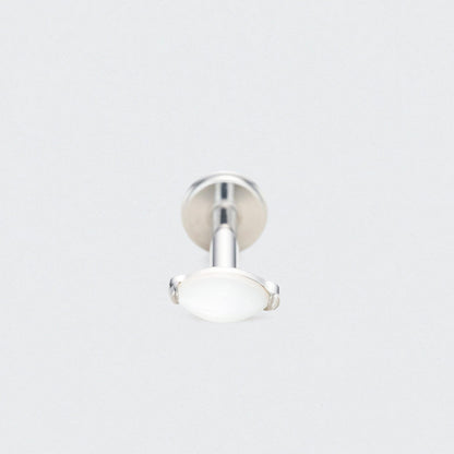 Single Marquise White Shell Labret in Silver - Titanium