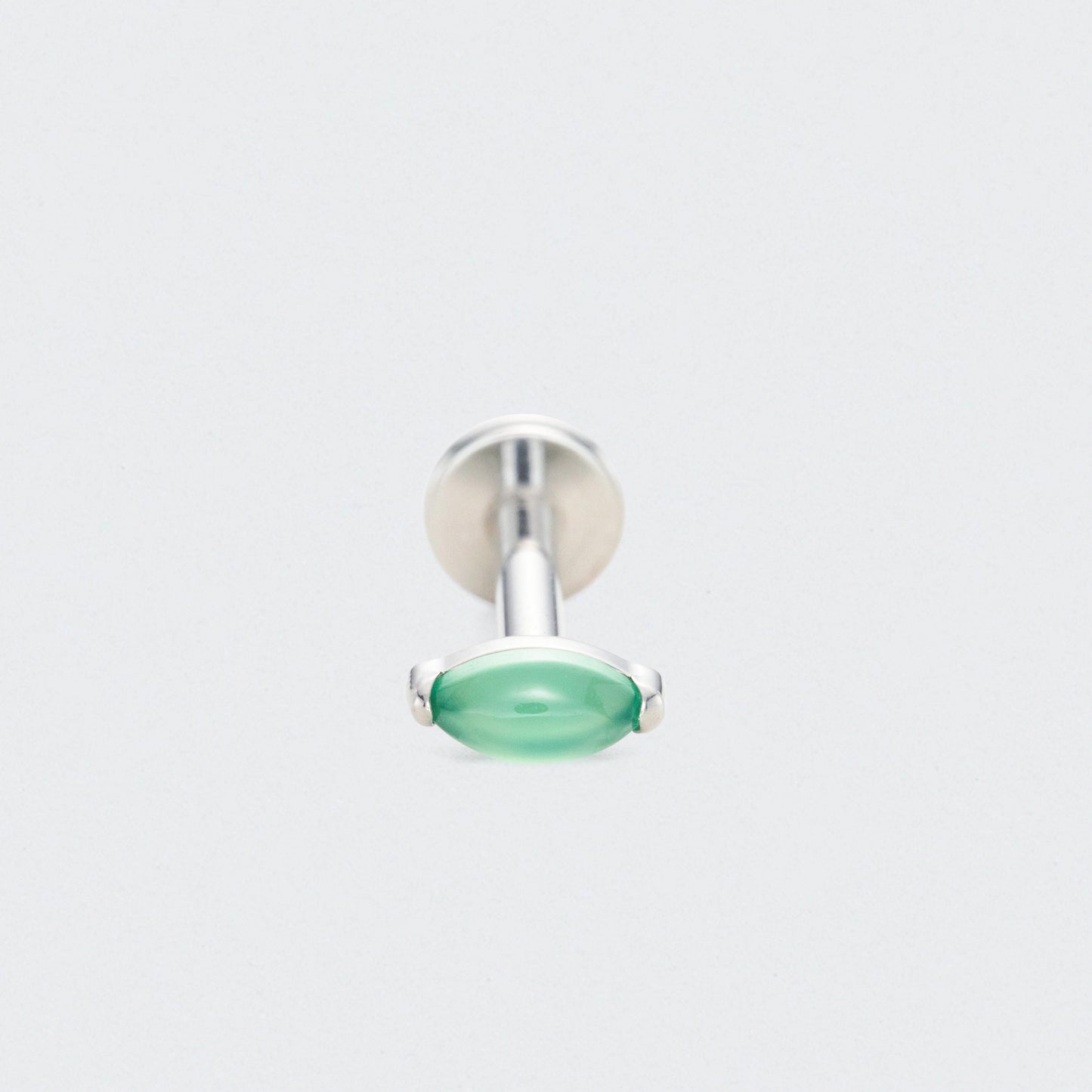 Single Marquise Green Onyx Labret in Silver - Titanium