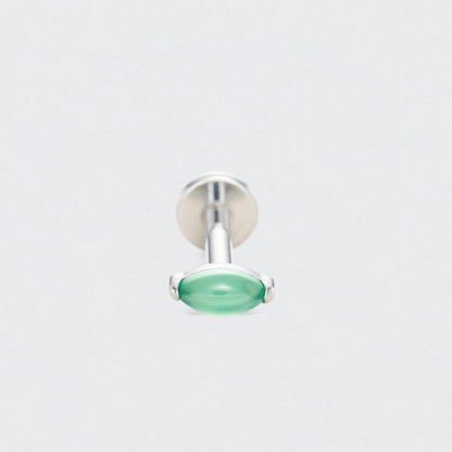 Single Marquise Green Onyx Labret in Silver - Titanium