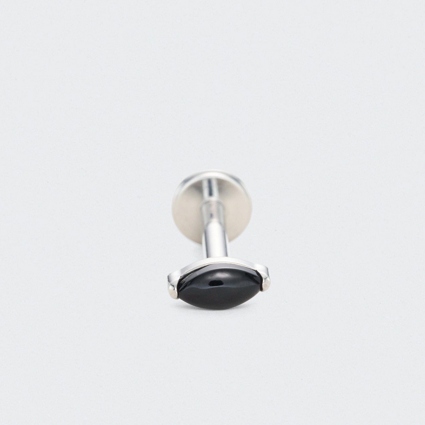 Single Marquise Black Onyx Labret in Silver - Titanium