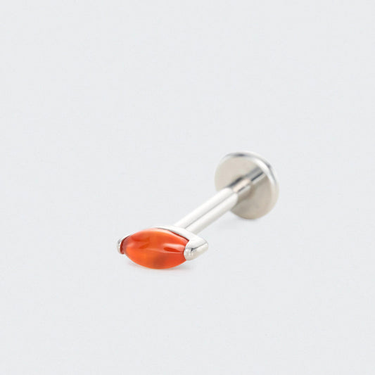 Single Marquise Red Onyx Labret in Silver - Titanium