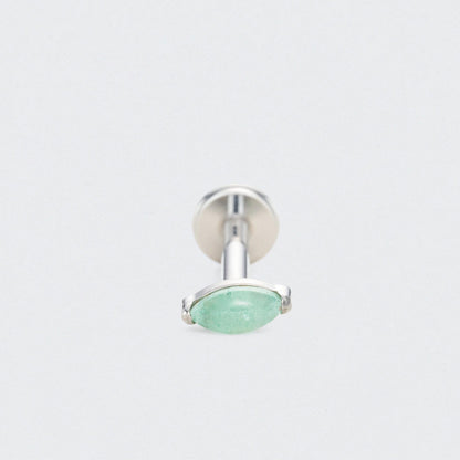 Single Marquise Green Aventurine Labret in Silver - Titanium