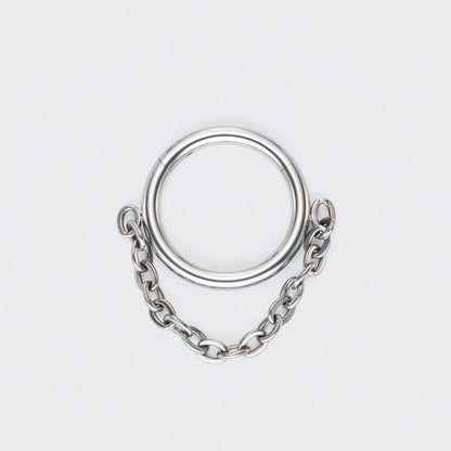 Chain Dangle Hinged Segment Hoop Ring in Silver - Titanium